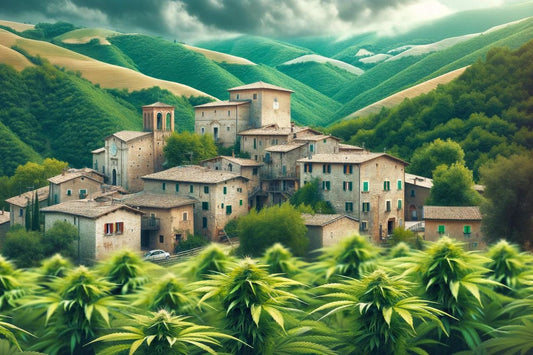 Италианско село с растения канабис