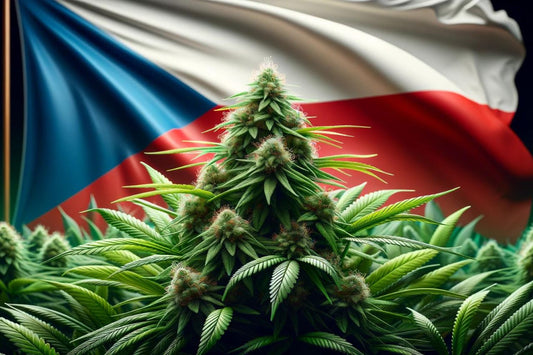 Растение канабис и знамето на Чехия