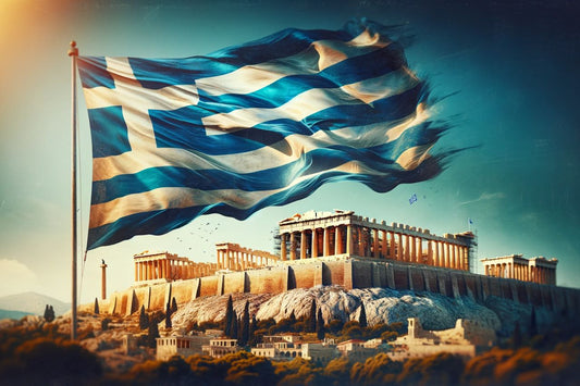Знамето на Гърция в Акропола