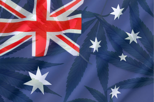 Австралийско знаме и листа от канабис