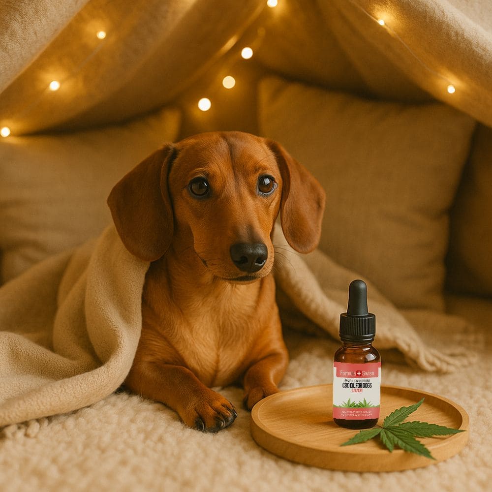 CBD масло в MCT масло с аромат на сьомга за кучета