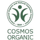 COSMOS Органично лого със зелени и бели цветове на черен фон